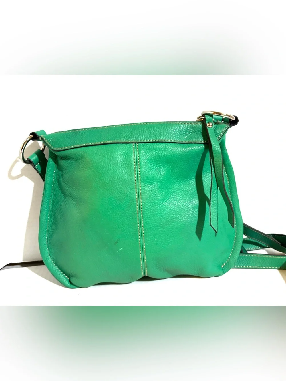Francesco Biasia Emerald Green Leather Crossbody Bag